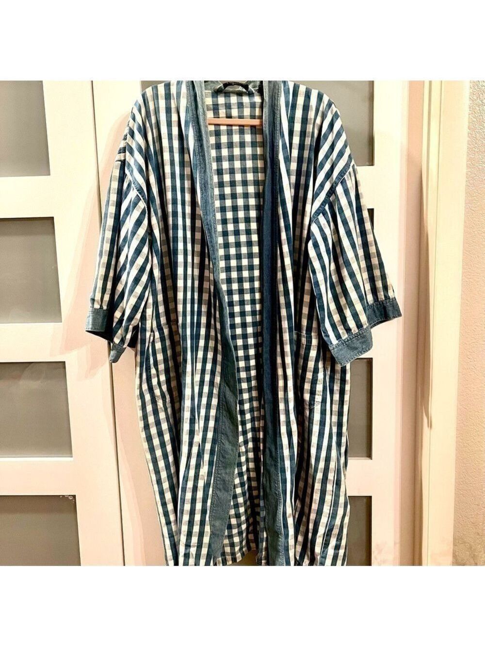 𝅺christian DIOR MONSIEUR vintage men’s stripped cotton denim robe. Size OS